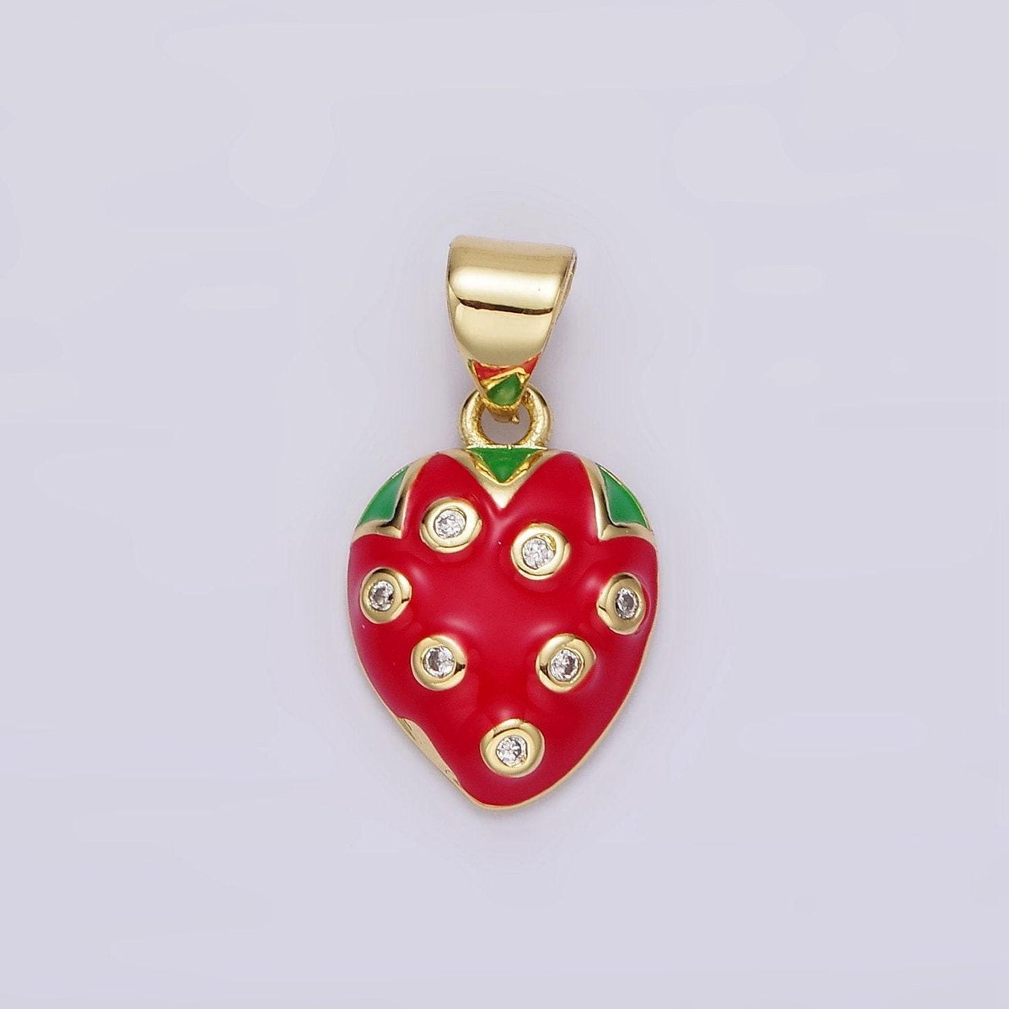 14k gold filled enamel red strawberry pendant red berry fruit charm cz kawaii foodie charm diy jewelry accessories ah079
