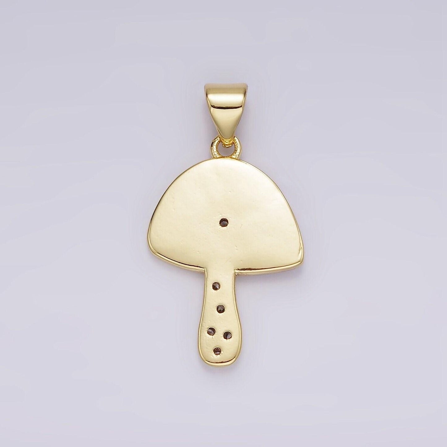 Gold filled mushroom pendant clear cz pink mushroom charm kawaii shroomie pendant dainty mushroom charm jewelry supply ah-076
