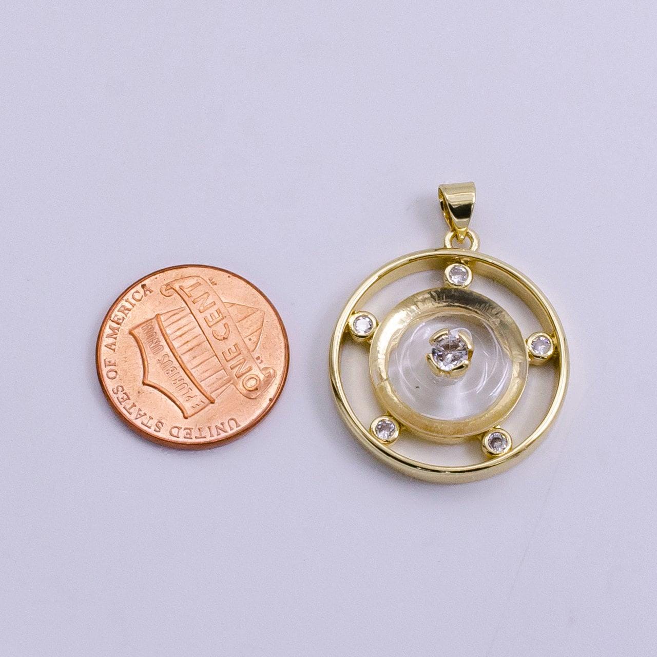 14k gold filled gemstone donut pendant, crystal donut necklace charm amethyst, rose quartz natural stone charm medallion ah055