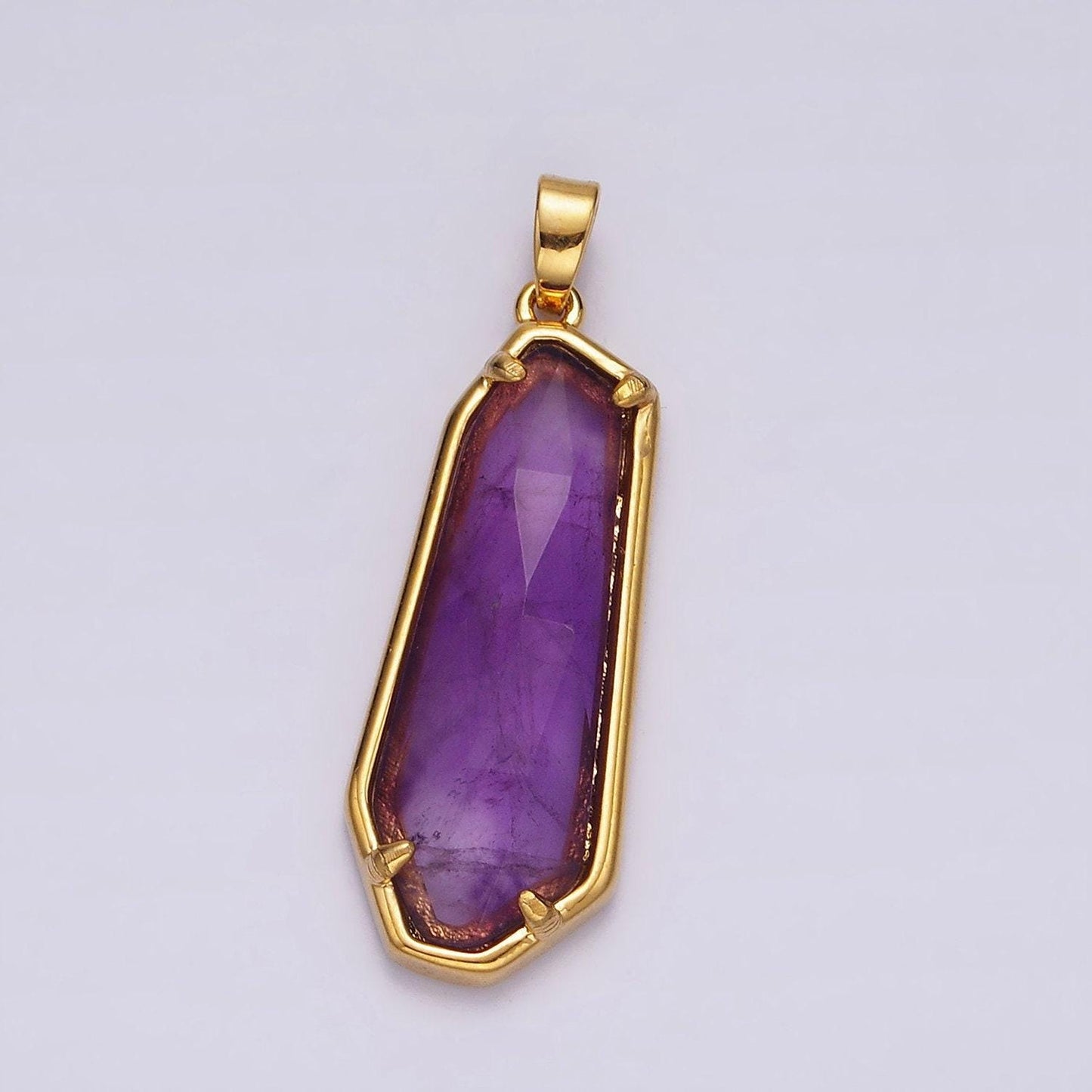 24k gold filled amethyst, labradorite pendant gold bezel long oval dangle tag charm gemstone healing stone good vibes inspired | ag-038