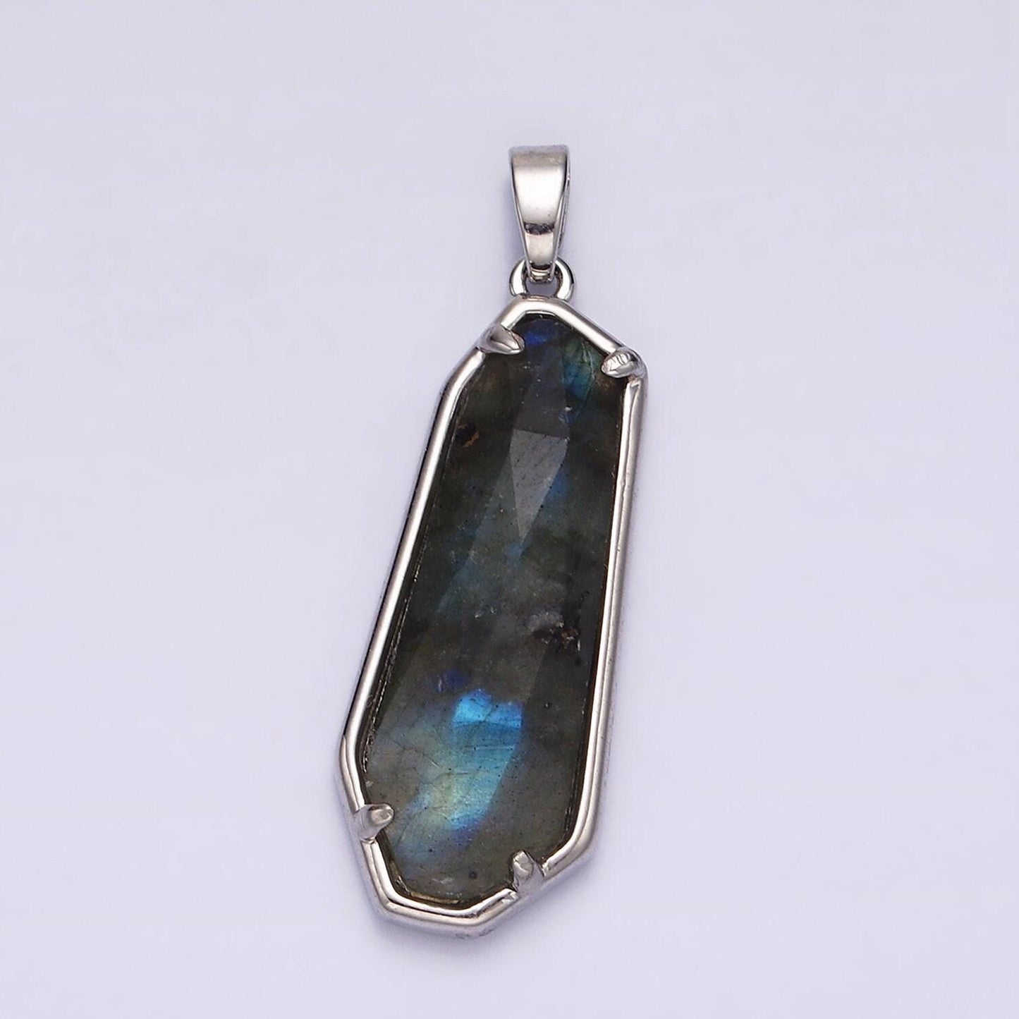 24k gold filled amethyst, labradorite pendant gold bezel long oval dangle tag charm gemstone healing stone good vibes inspired | ag-038