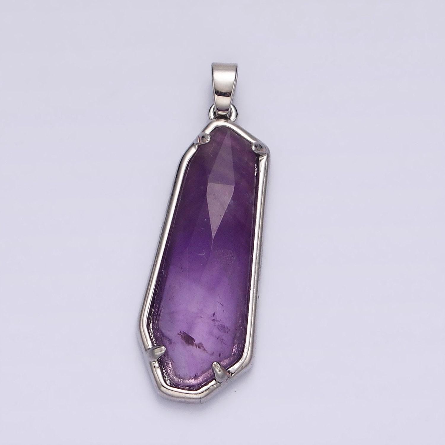 24k gold filled amethyst, labradorite pendant gold bezel long oval dangle tag charm gemstone healing stone good vibes inspired | ag-038