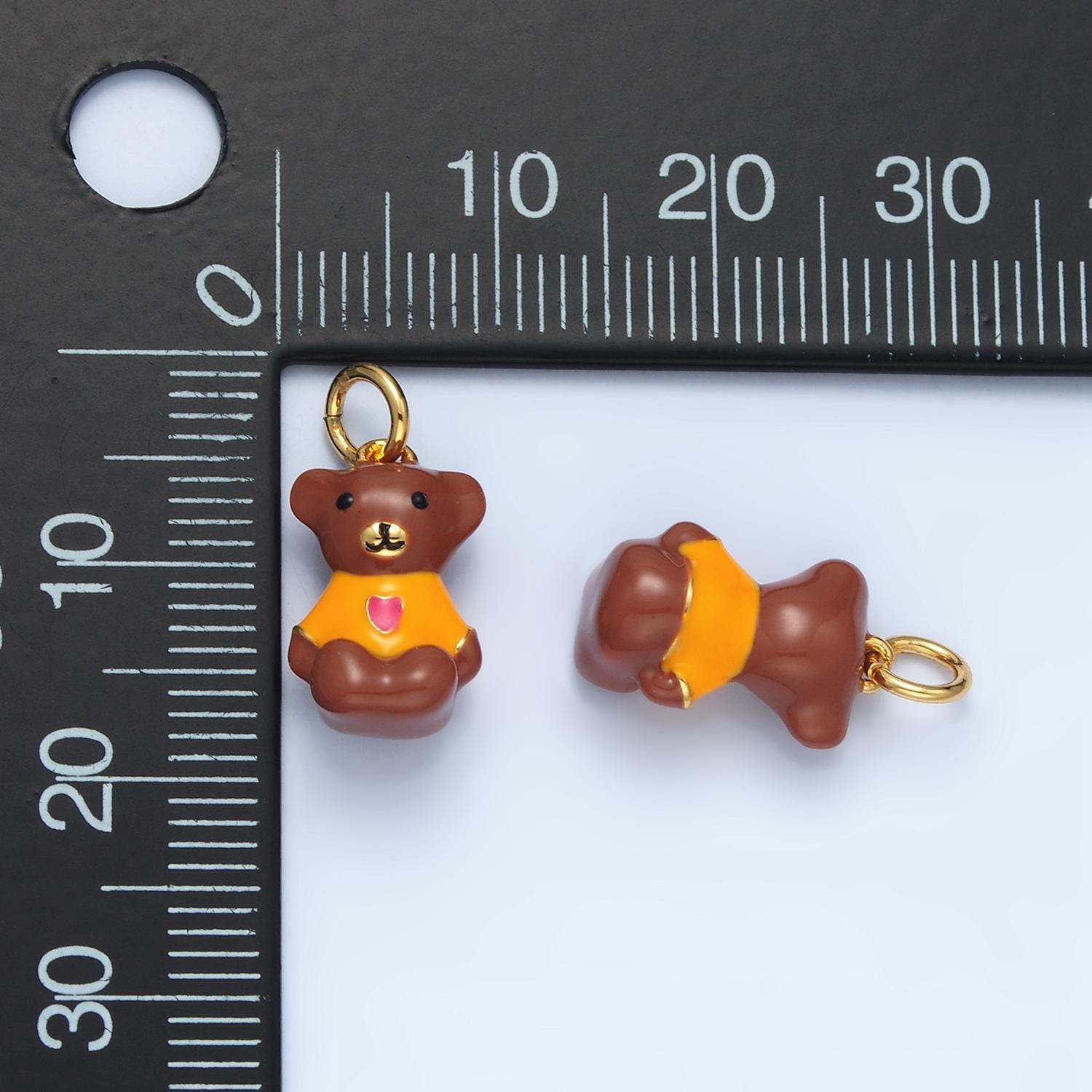 14k gold filled brown teddy bear heart shirt kids charm | ag-950