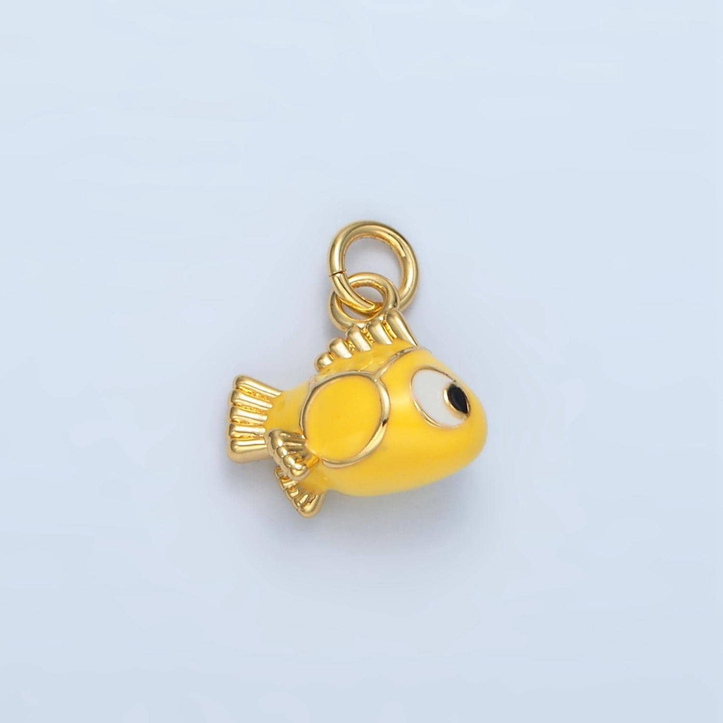 14k gold filled yellow tropical gold fish pet animal enamel charm | ag-948