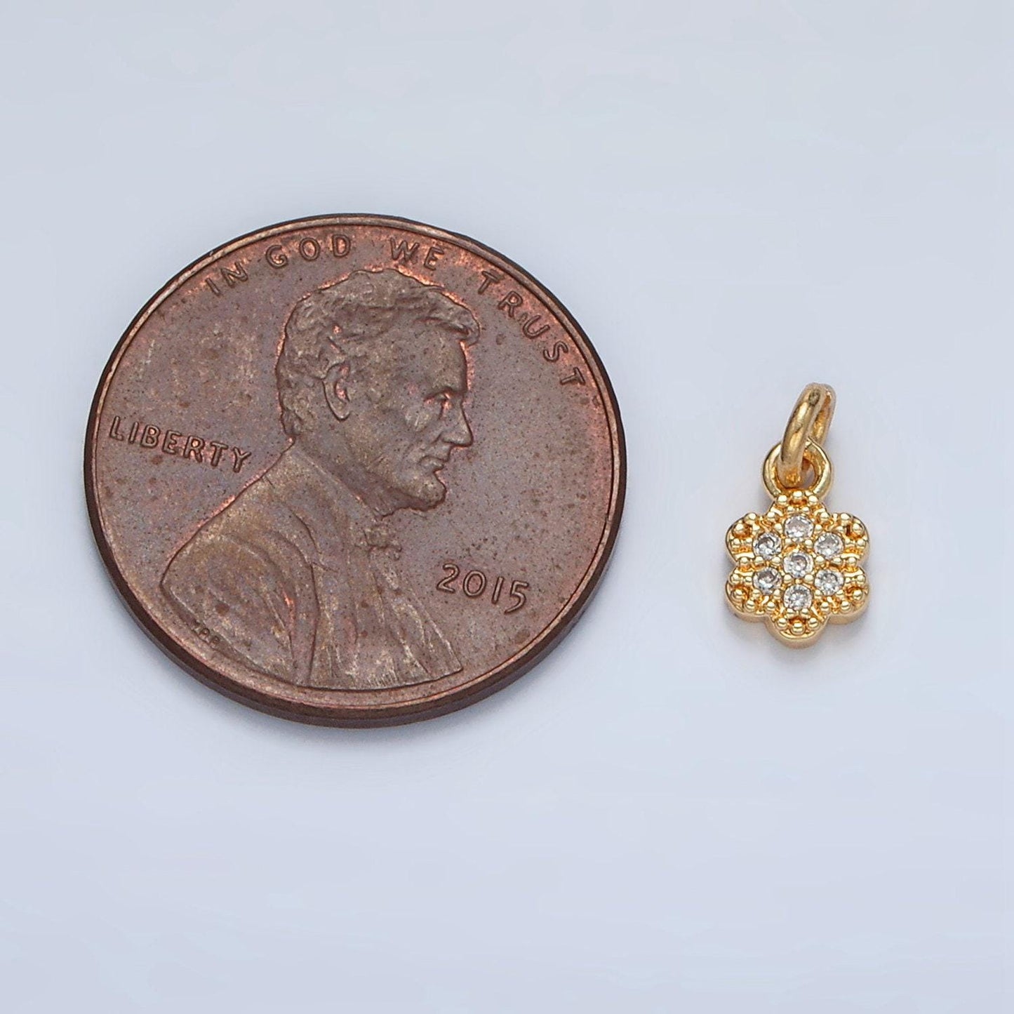 Tiny gold filled cz paved flower charm | ag-938