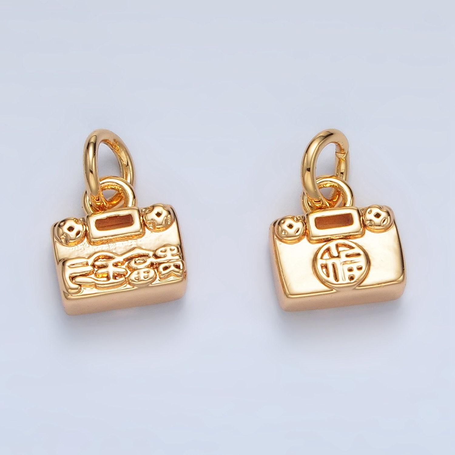 24k gold filled purse lock for money luck 8mm charm | ag-936