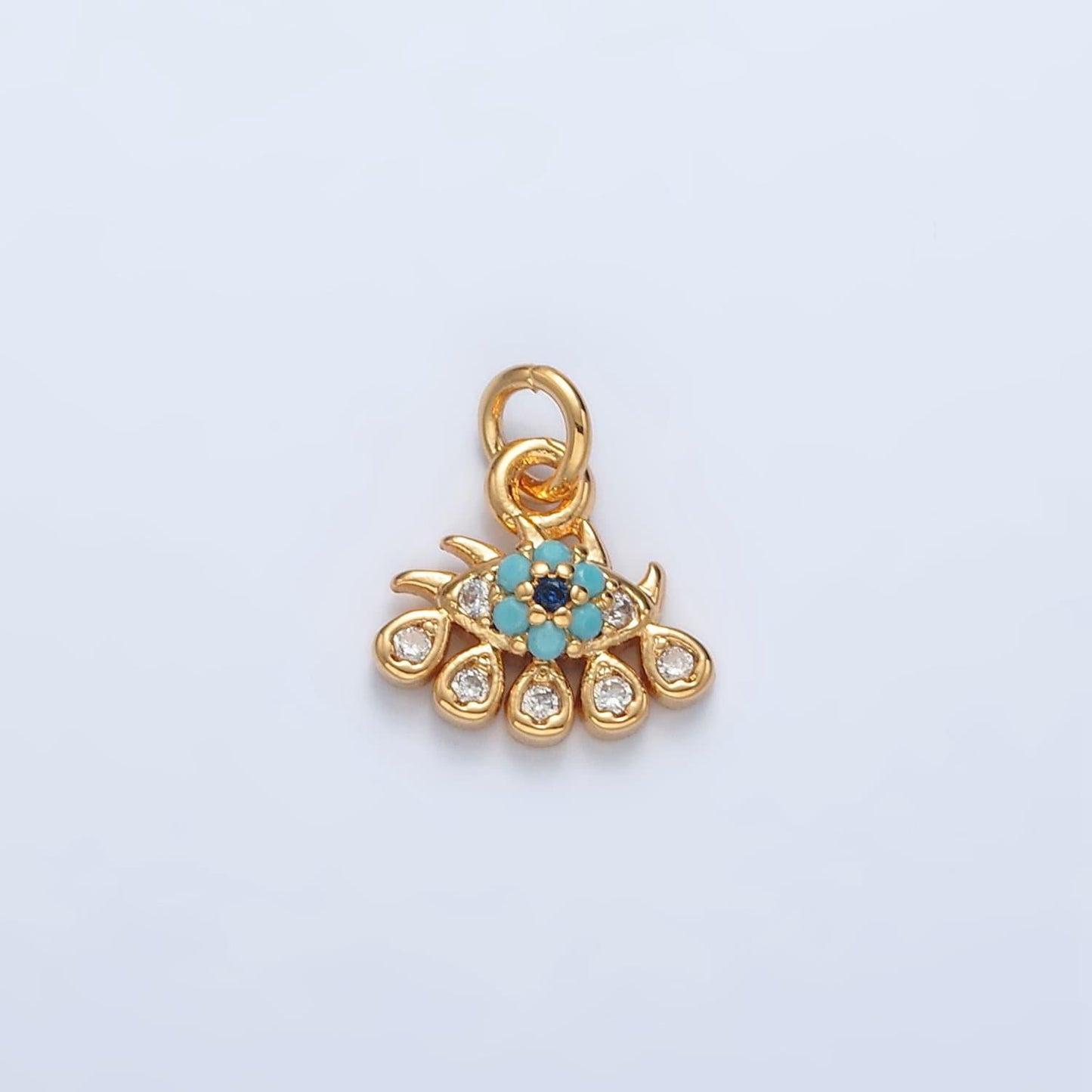 Mini 16k gold filled crying evil eye turquoise cz teardrop charm | ag-930