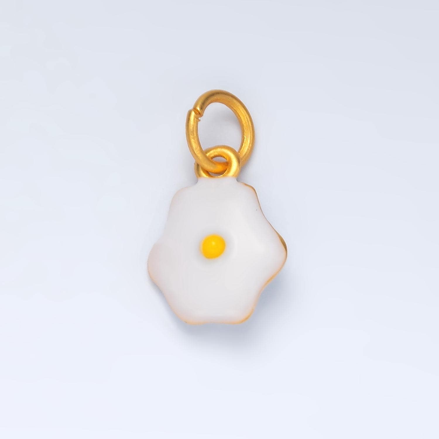 24k gold filled sunny-side up fried egg enamel food charm | ag-924