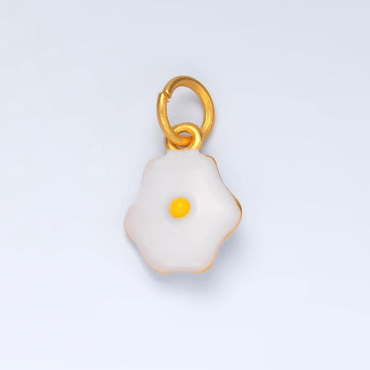 24k gold filled sunny-side up fried egg enamel food charm | ag-924