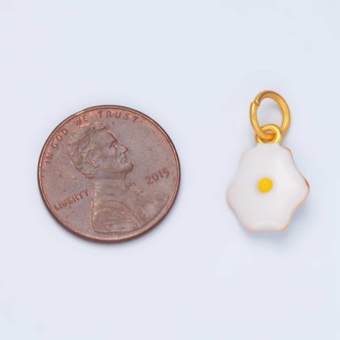 24k gold filled sunny-side up fried egg enamel food charm | ag-924