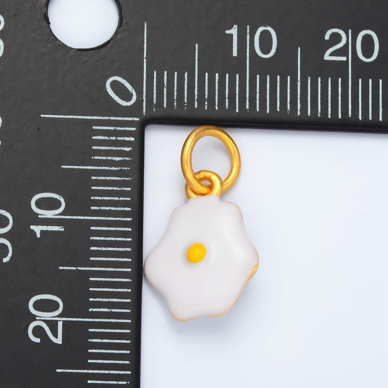 24k gold filled sunny-side up fried egg enamel food charm | ag-924