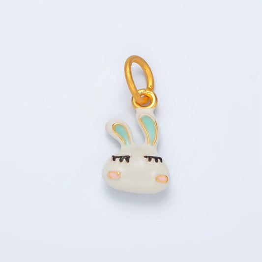 24k gold filled white glam beauty bunny, animal charm | ag-923