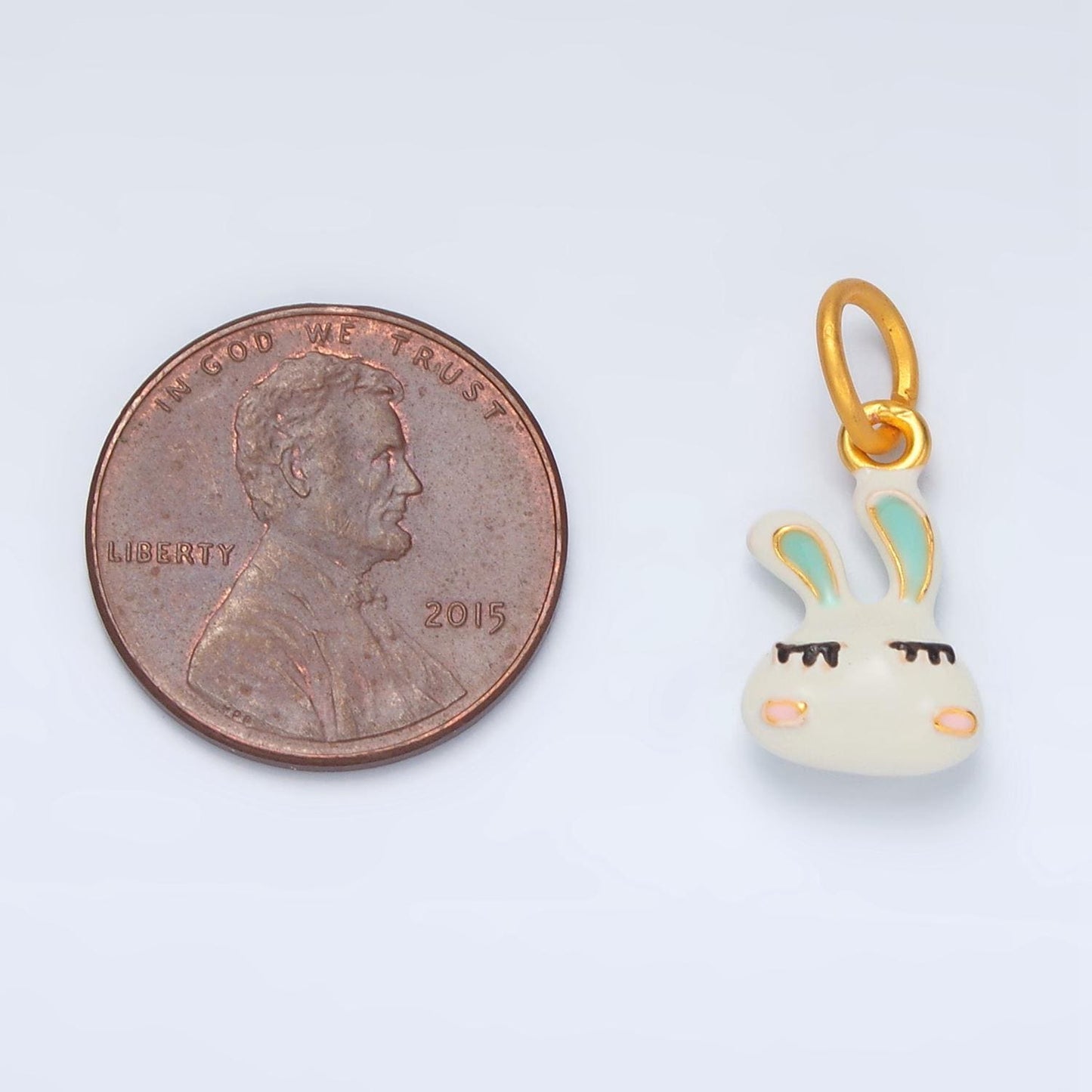 24k gold filled white glam beauty bunny, animal charm | ag-923