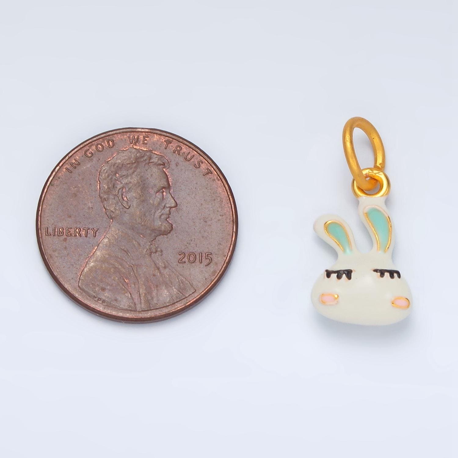 24k gold filled white glam beauty bunny, animal charm | ag-923