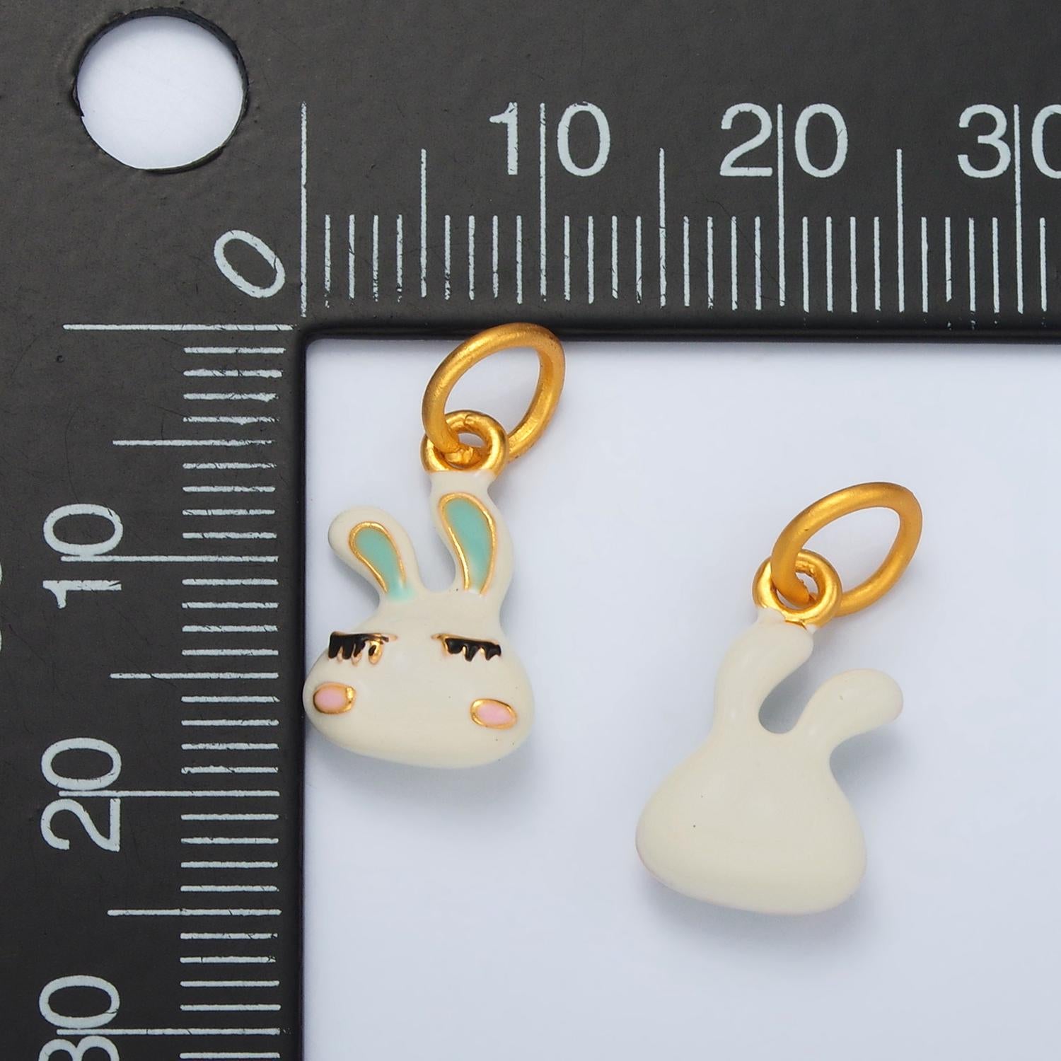 24k gold filled white glam beauty bunny, animal charm | ag-923