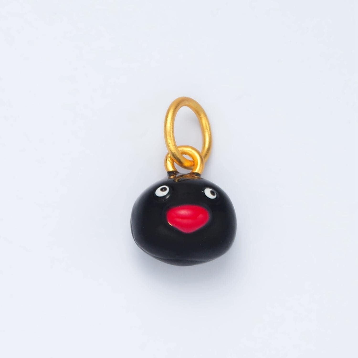 24k gold filled penguin head 12mm animal enamel charm | ag-921