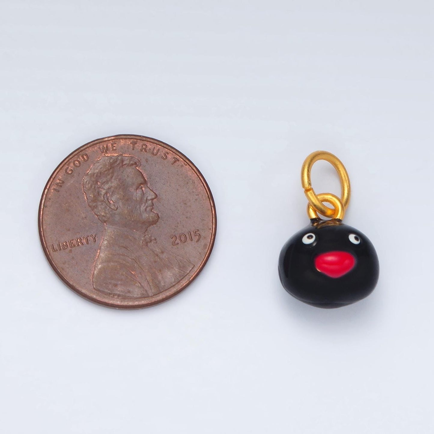 24k gold filled penguin head 12mm animal enamel charm | ag-921