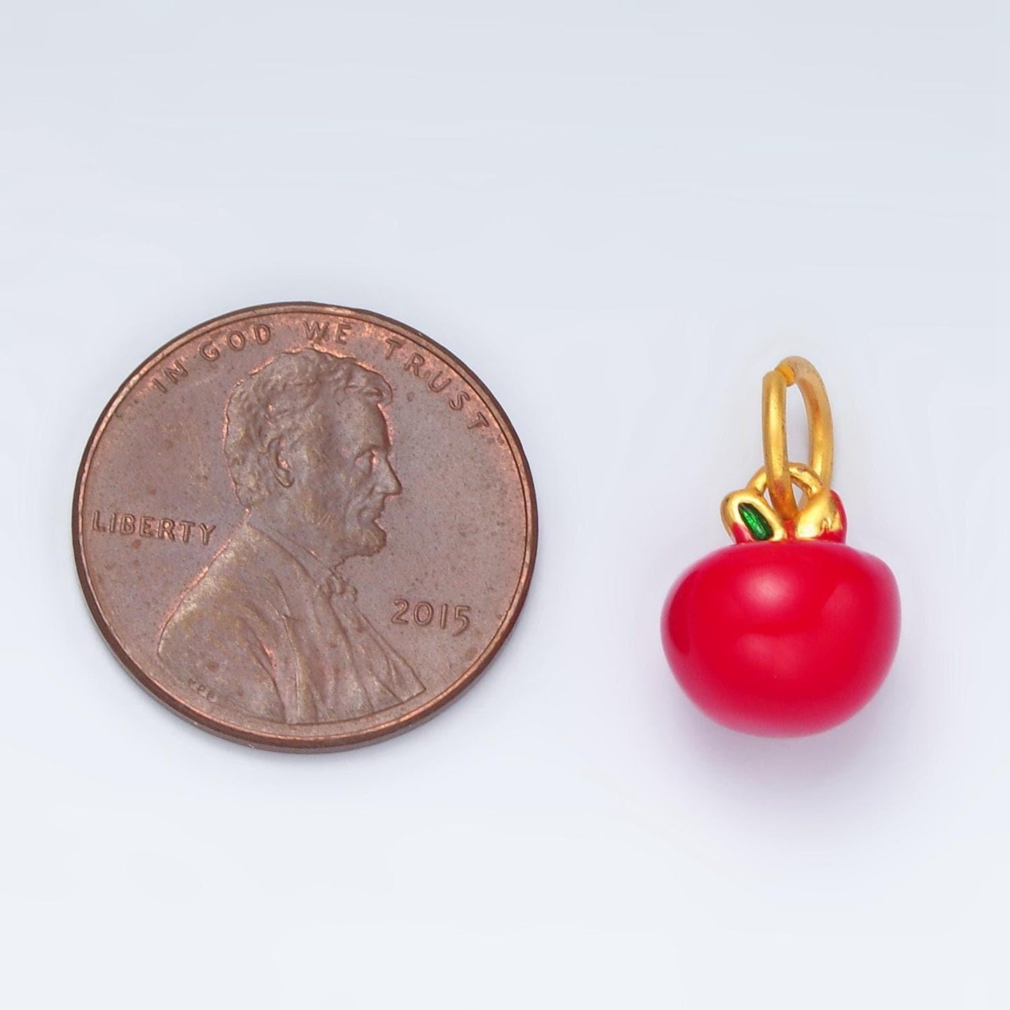 24k gold filled 11mm red washington apple fruit charm | ag-918