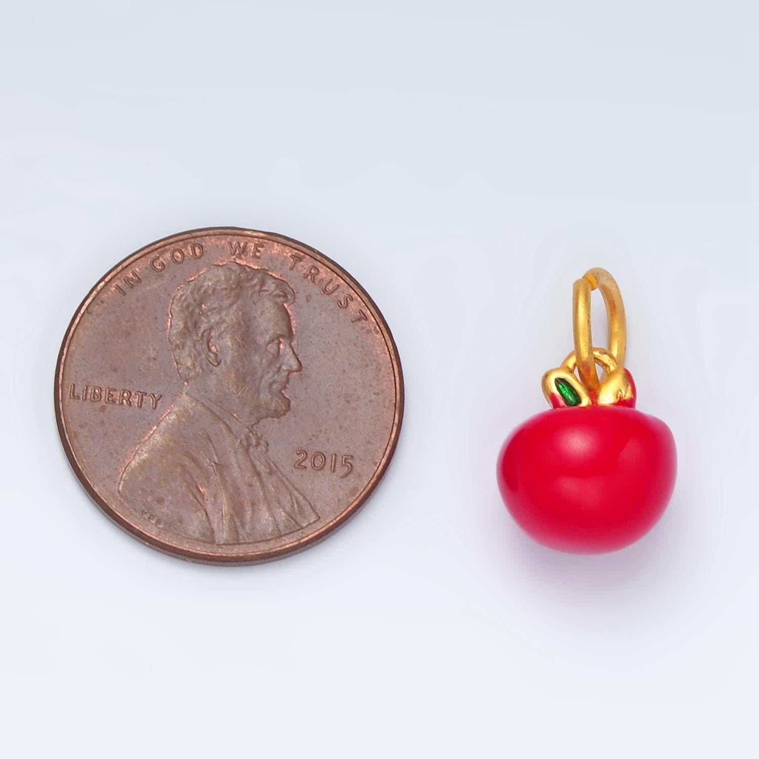24k gold filled 11mm red washington apple fruit charm | ag-918