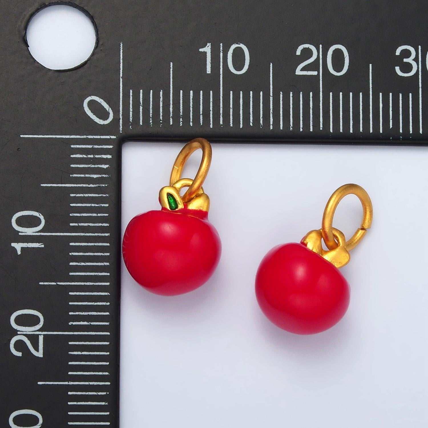 24k gold filled 11mm red washington apple fruit charm | ag-918