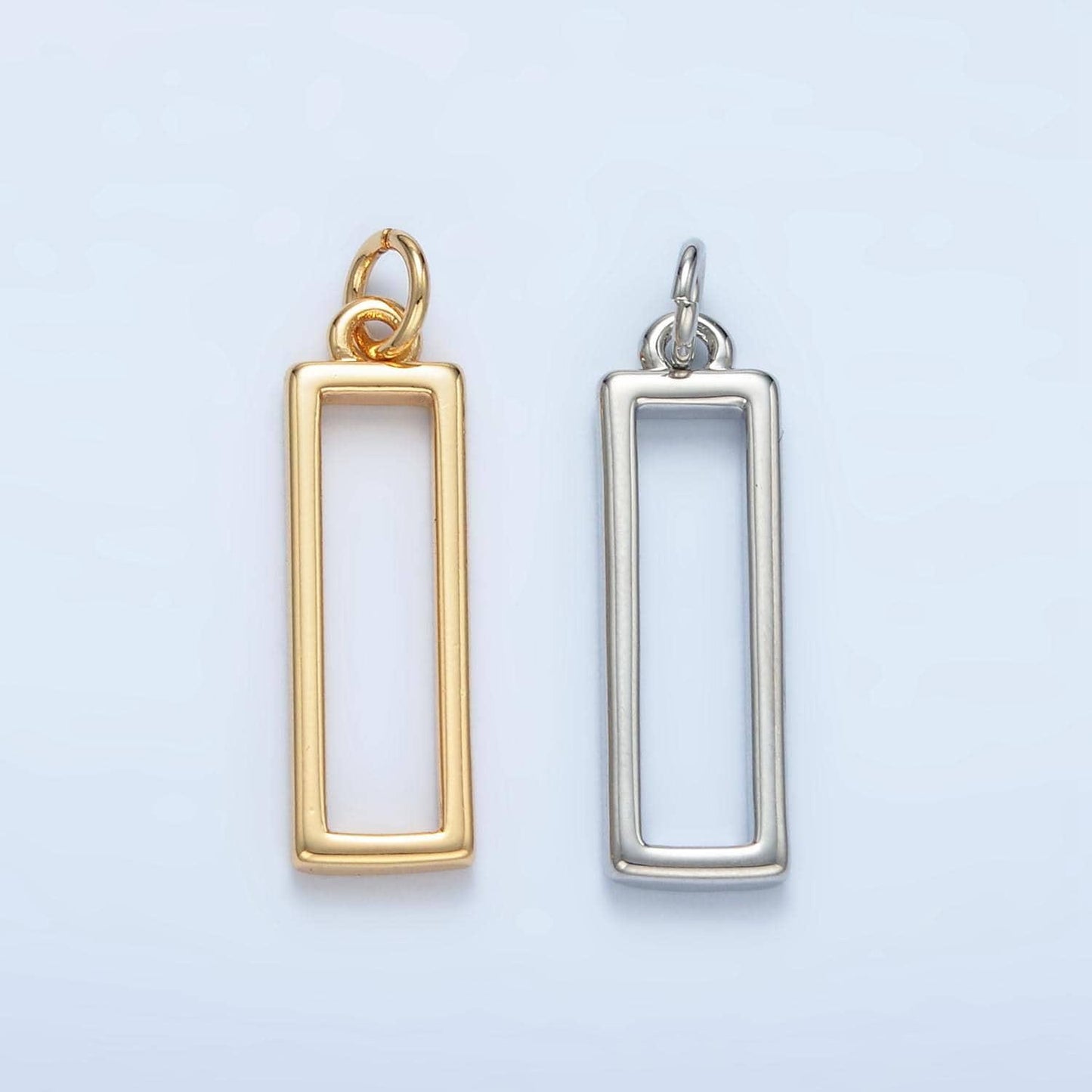 Dainty gold filled rectangle charm shaped add-on charm pendant open rectangle geometric jewelry ag913