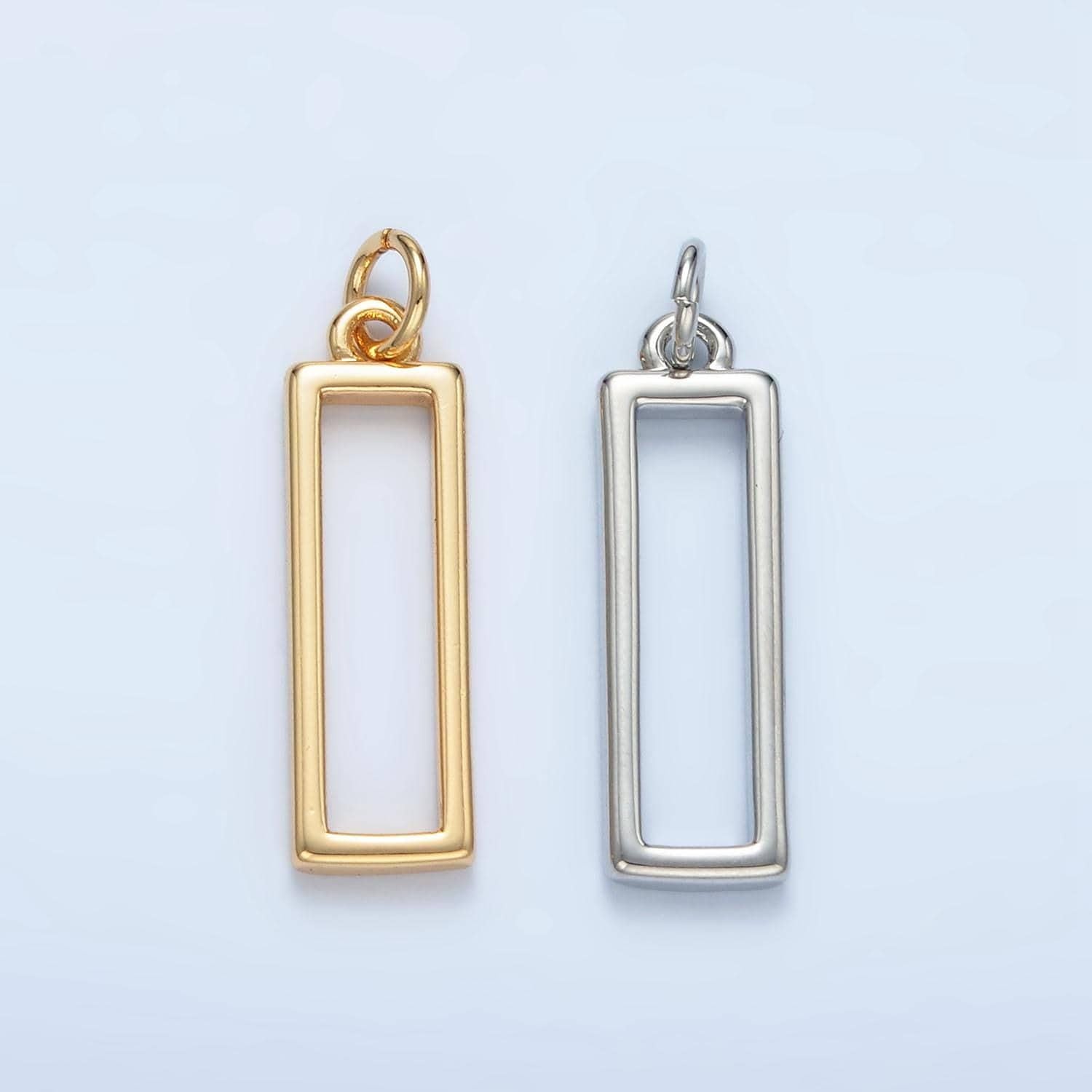 Dainty gold filled rectangle charm shaped add-on charm pendant open rectangle geometric jewelry ag913