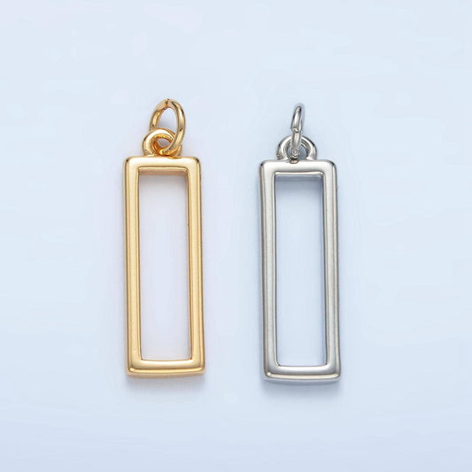 Dainty gold filled rectangle charm shaped add-on charm pendant open rectangle geometric jewelry ag913