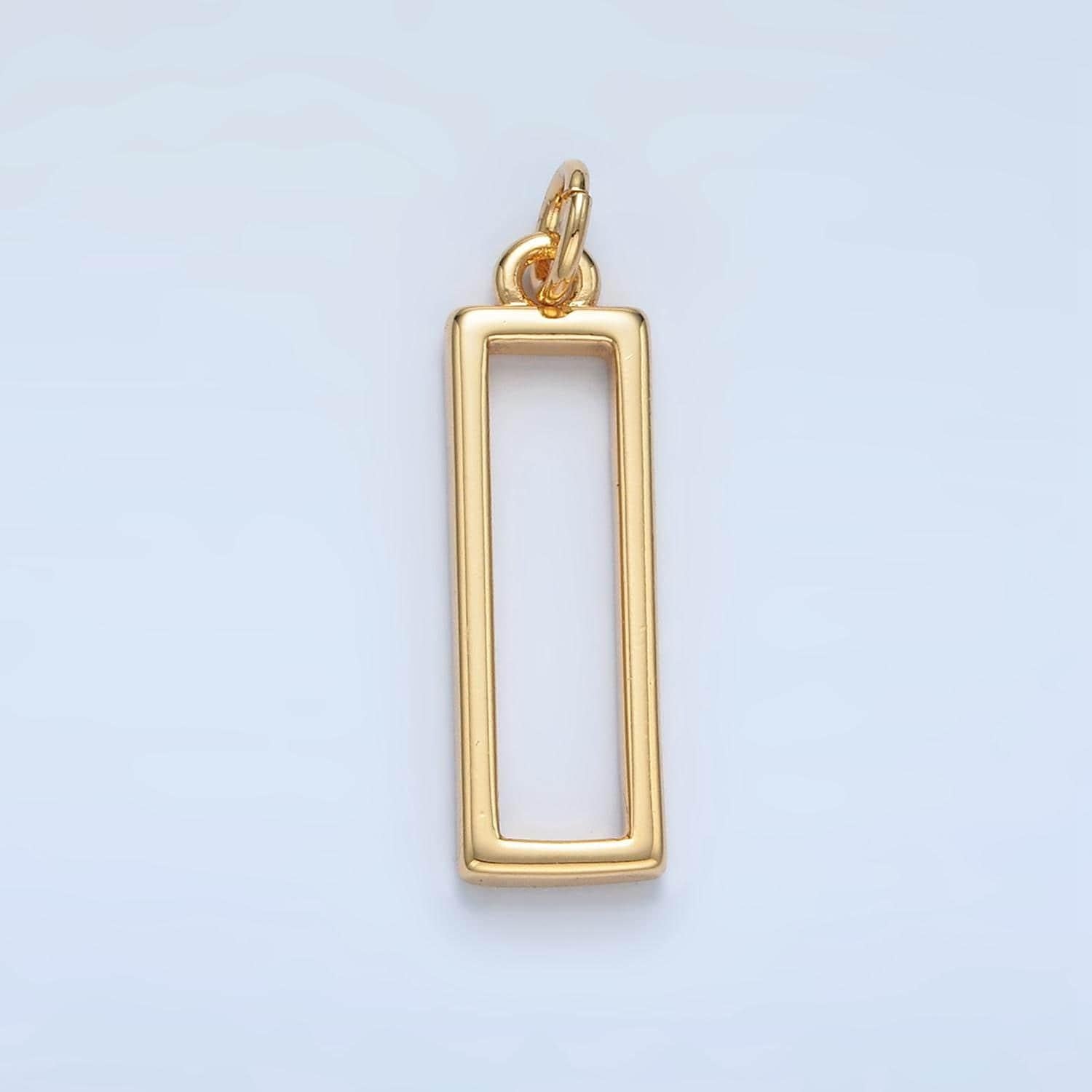 Dainty gold filled rectangle charm shaped add-on charm pendant open rectangle geometric jewelry ag913