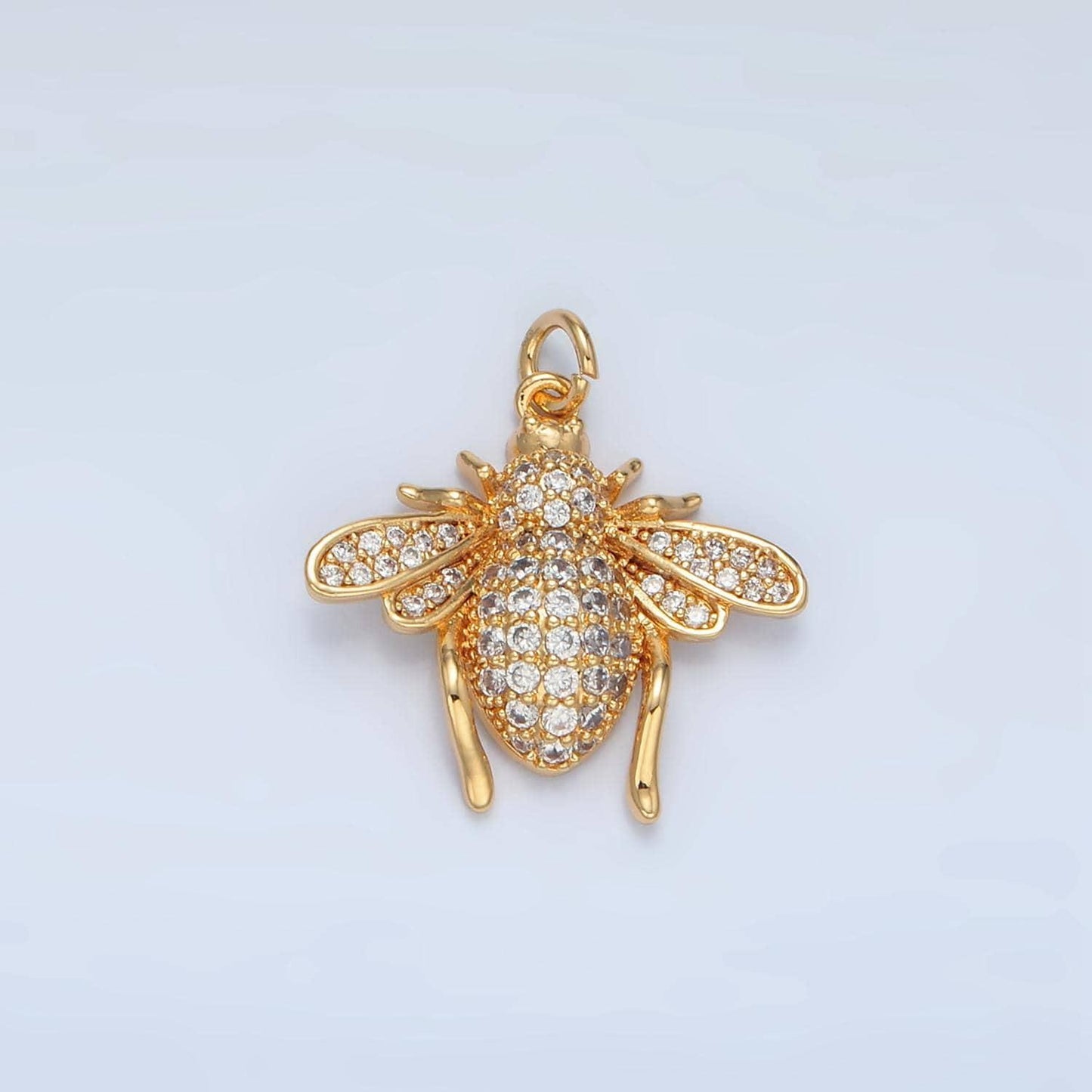 16k gold plated mini flying winged insect micro pave cz pendant, gold leaf-cutter bees hornet beetle fly charm, minimalist necklaces | ag907
