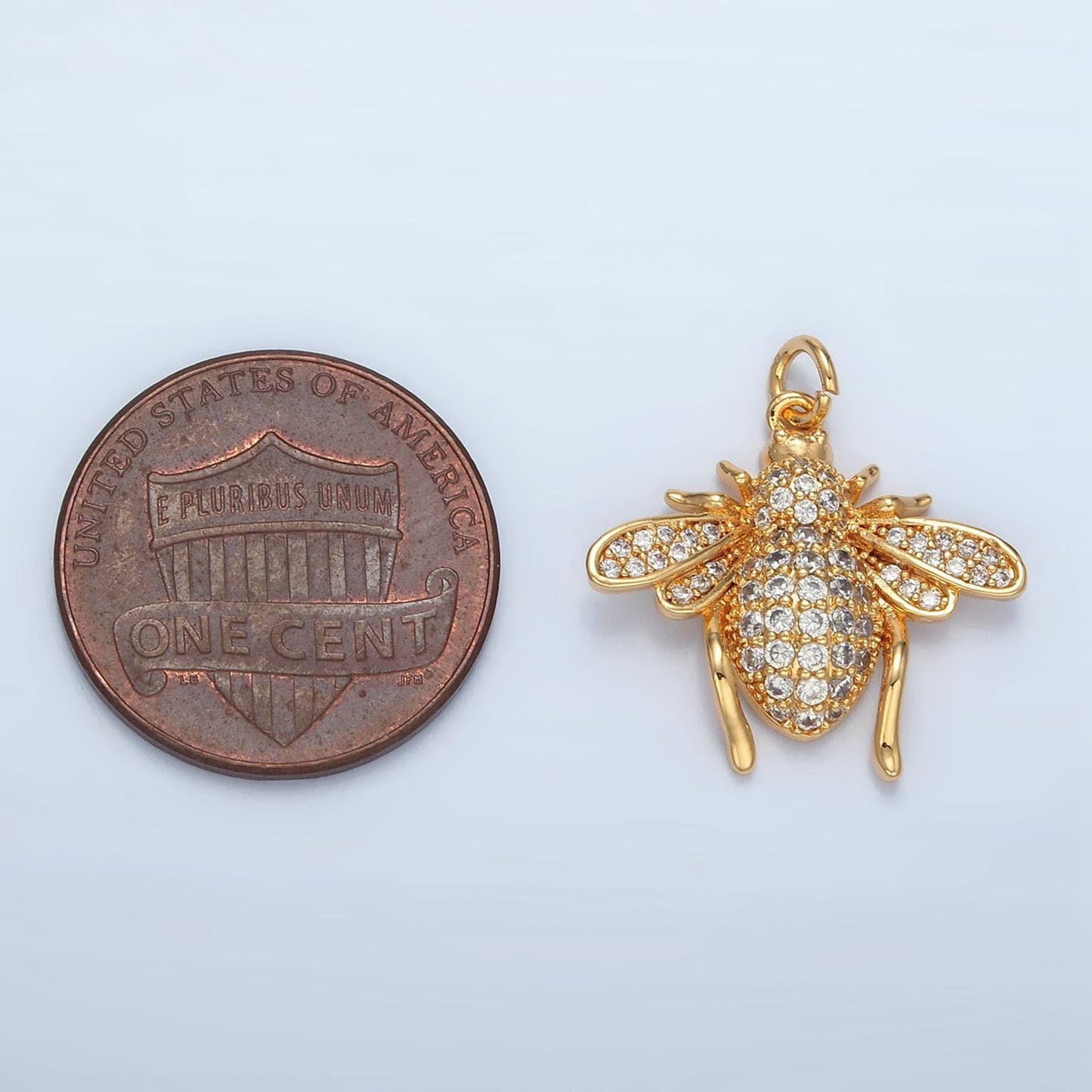 16k gold plated mini flying winged insect micro pave cz pendant, gold leaf-cutter bees hornet beetle fly charm, minimalist necklaces | ag907