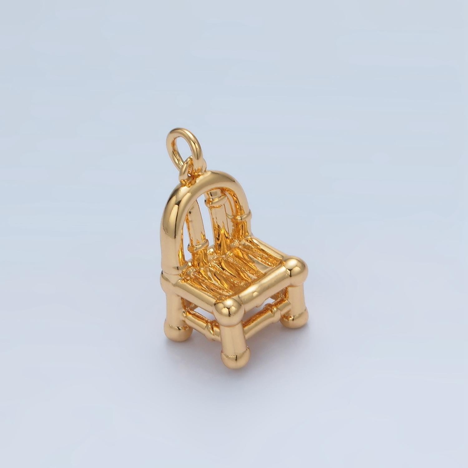 Mini 3d gold filled chair charm pendants for jewelry making tiny garden chain chair pendants ag903