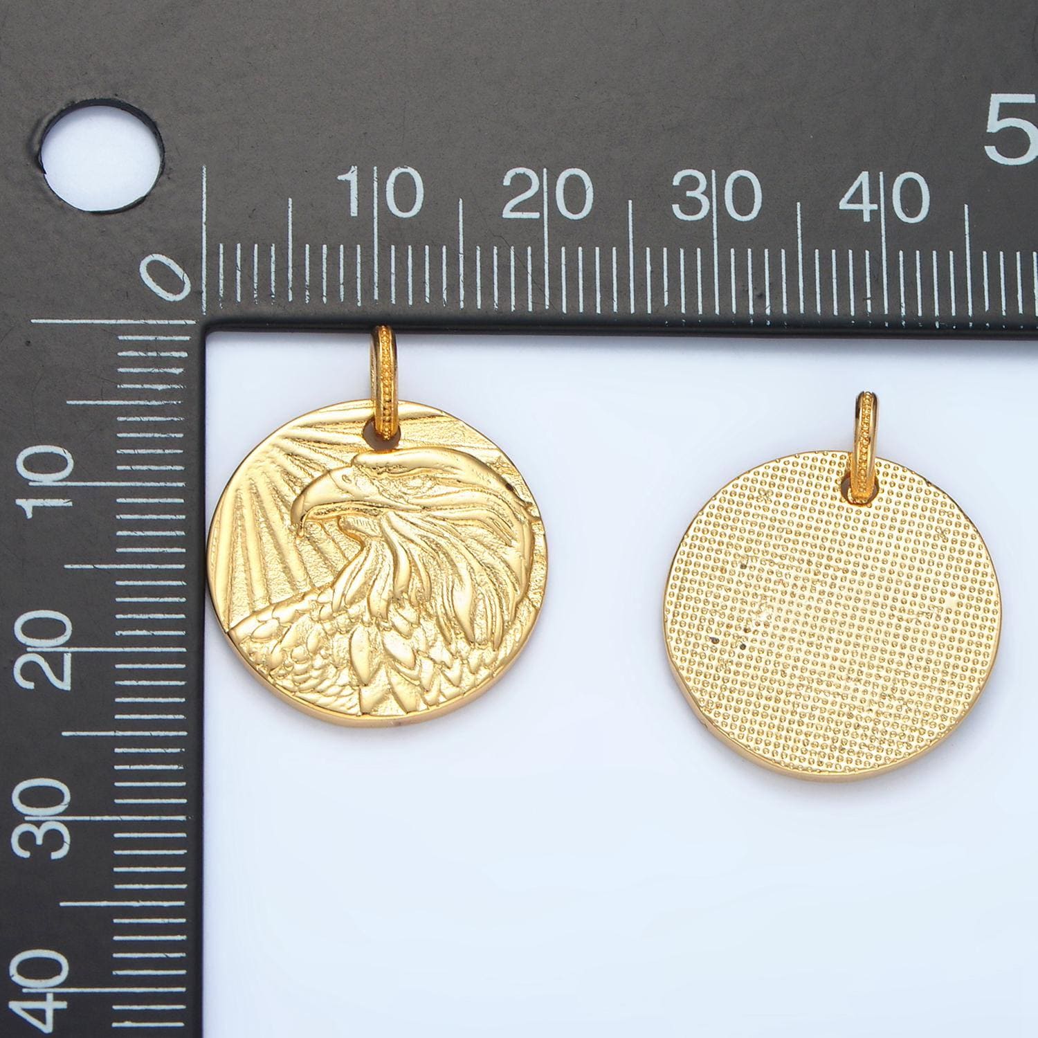 14k gold filled medallion eagle face charm in gold & silver | ag-885/ac-176