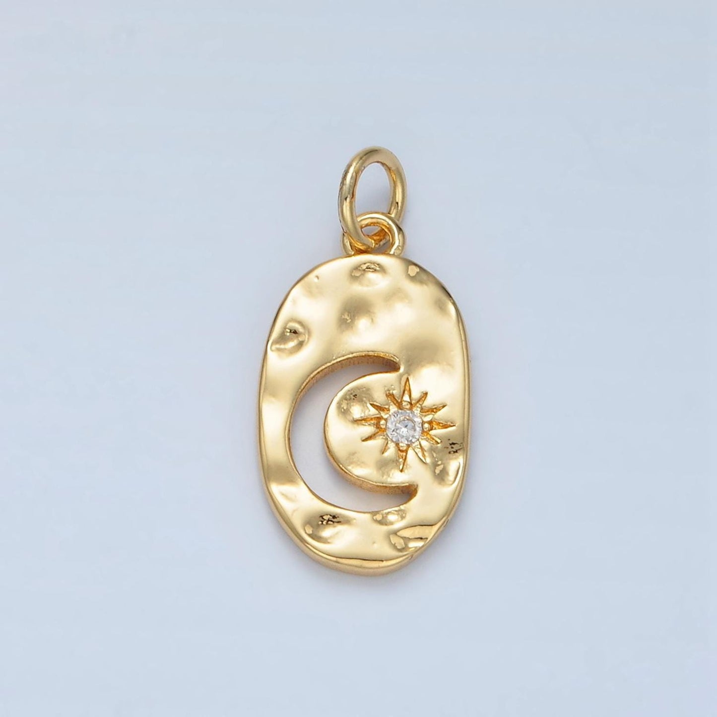 Dainty gold moon charms 24k gold filled crescent moon pendant cz star charm bracelet necklace for diy jewelry making supply ag878