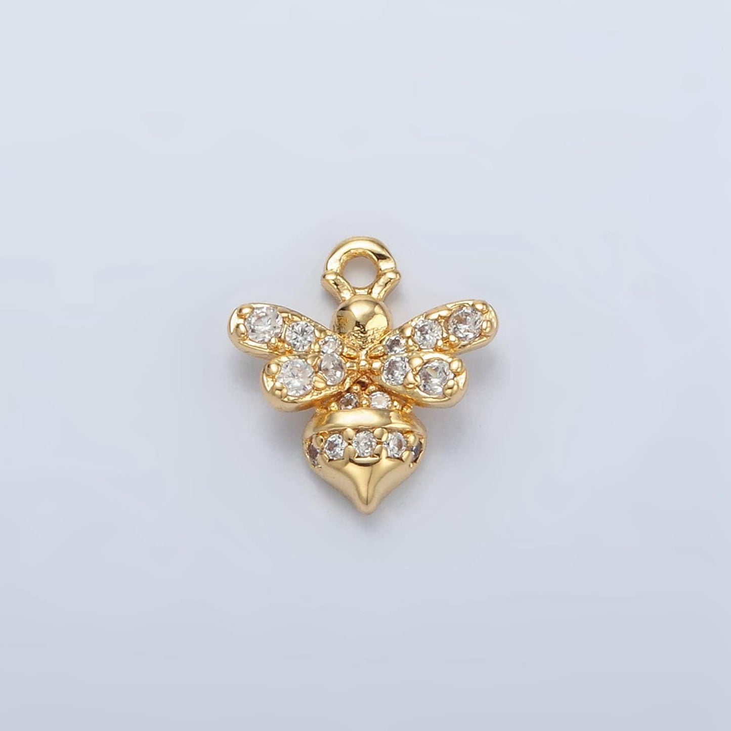 Gold bee charm- fly charm pendant circle charm mini queenbee charm for necklace bracelet earring animal insect ag869