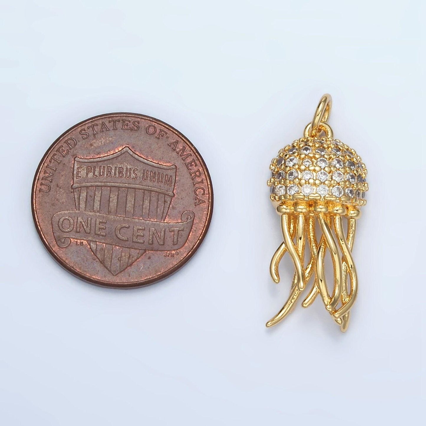 Gold filled cz paved jellyfish charm in gold & silver | ag-863