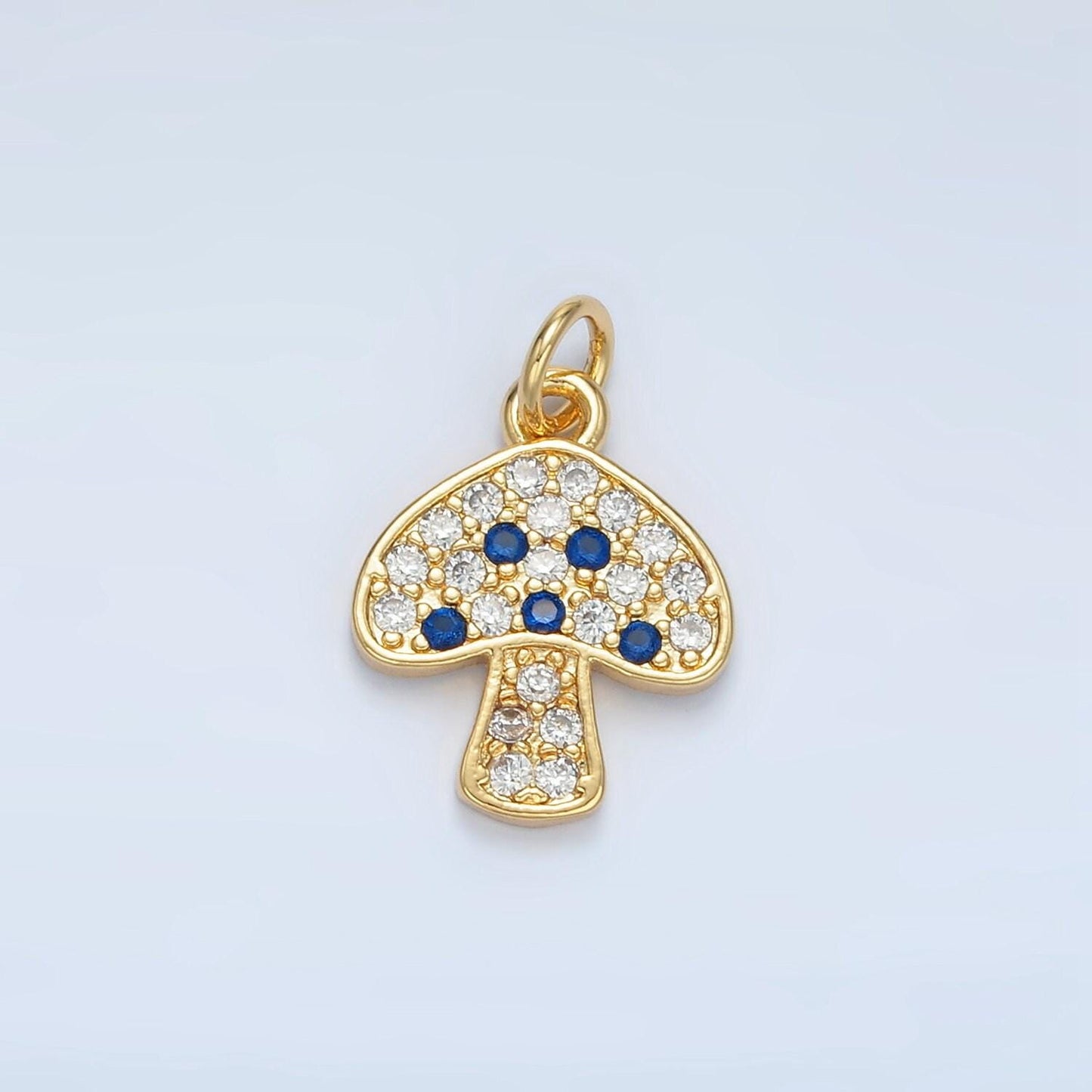Cute golden mushrooms charm, micro pave cz charm, dainty pendant gold shroomie charm for jewelry making ag852