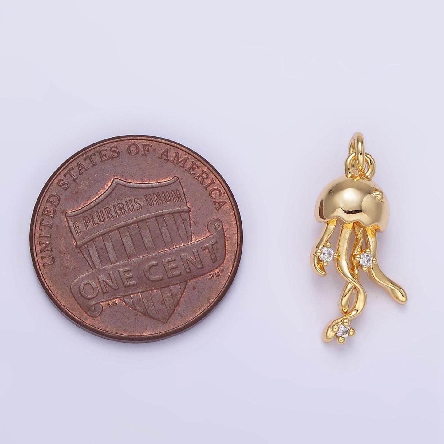 Tiny gold jellyfish charm dainty pendant gold charm animal charm under the sea inspired ag850