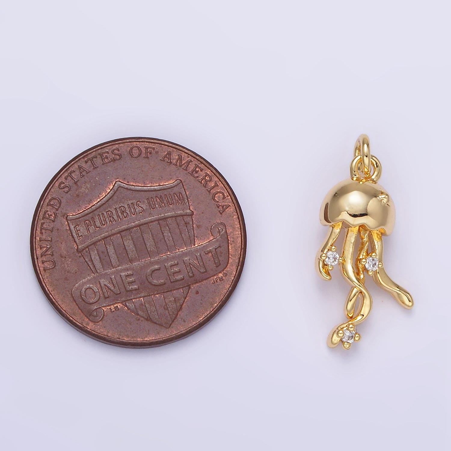 Tiny gold jellyfish charm dainty pendant gold charm animal charm under the sea inspired ag850