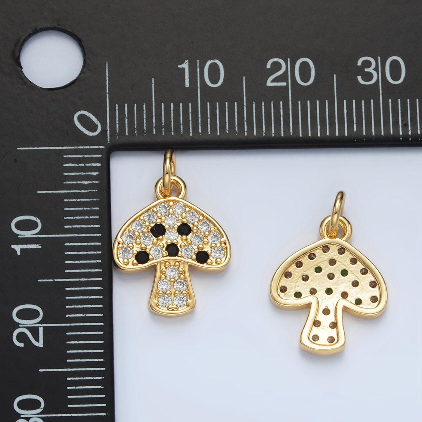 Cute golden mushrooms charm, micro pave cz charm, dainty pendant gold shroomie charm for jewelry making ag852