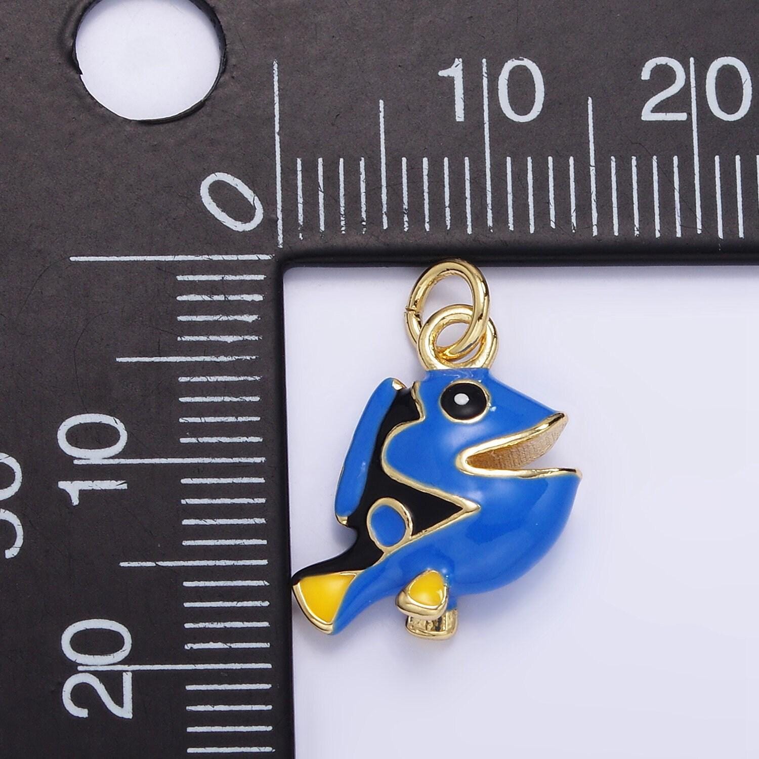 Mini blue fish charm small blue tang fish pendants enamel animal pet charm for bracelet earring necklace charm supply | ag-833