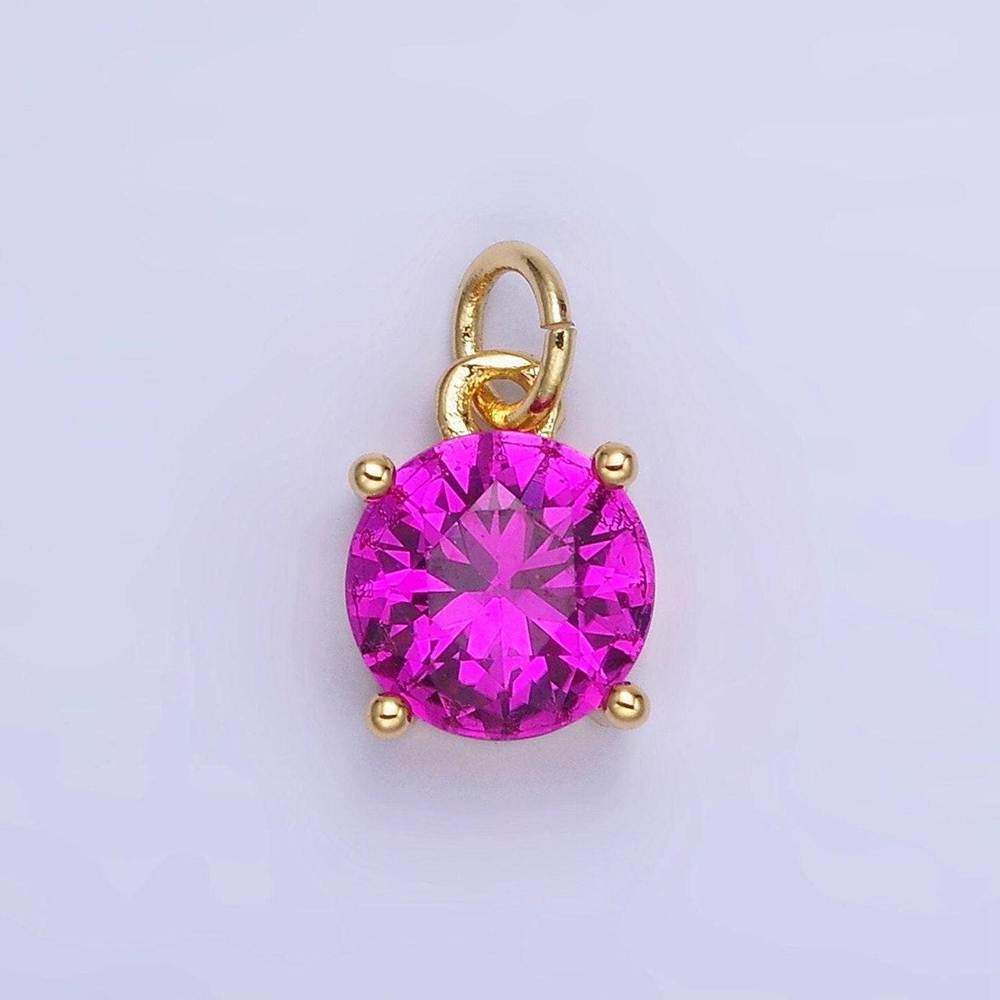 8mm colorful round cubic pendant cz dangle charms pink blue red clear tiny round pendant in 24k gold filled charm for add on charm ag813