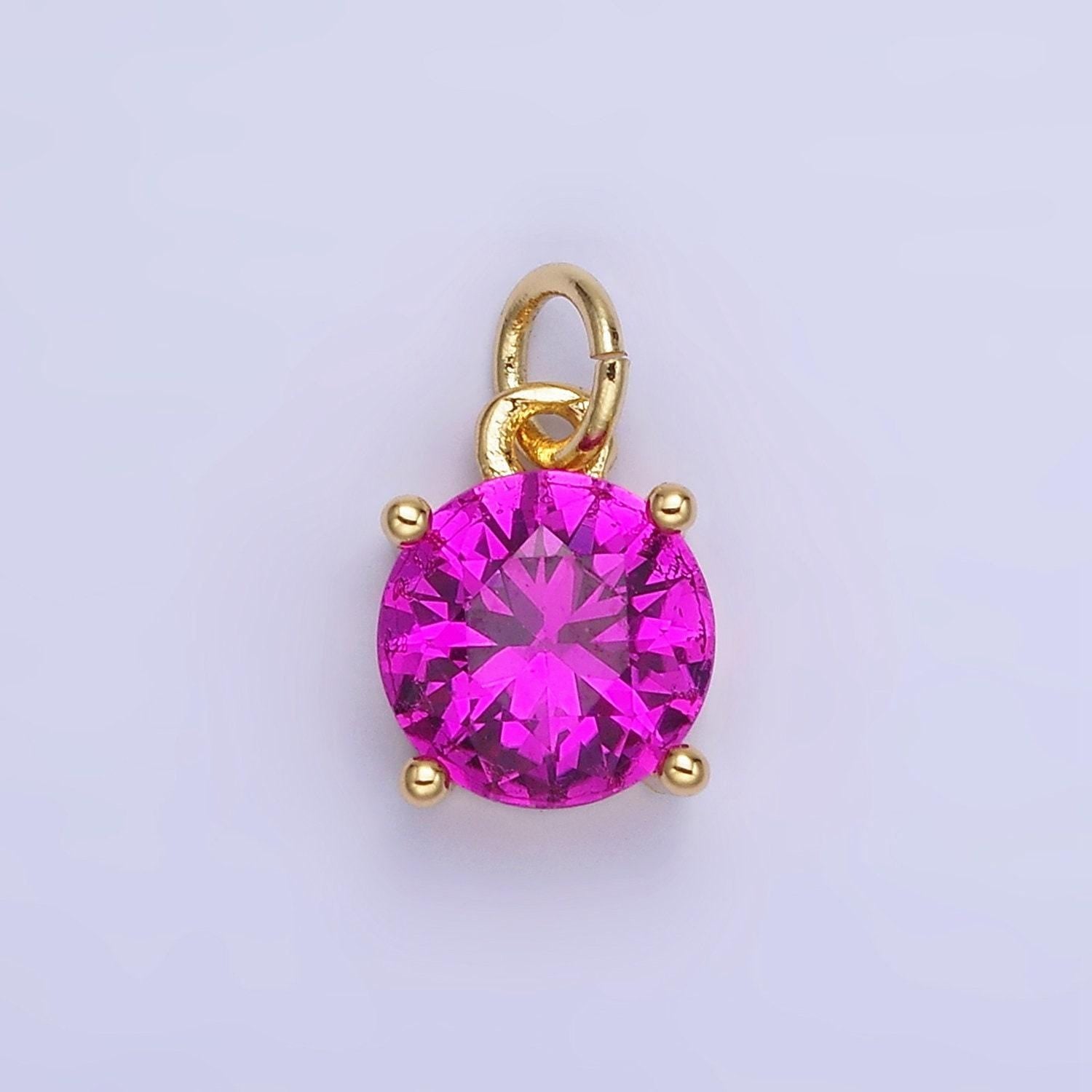8mm colorful round cubic pendant cz dangle charms pink blue red clear tiny round pendant in 24k gold filled charm for add on charm ag813