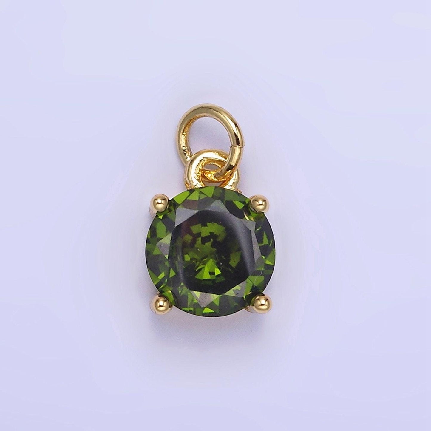 8mm colorful round cubic pendant cz dangle charms pink blue red clear tiny round pendant in 24k gold filled charm for add on charm ag813