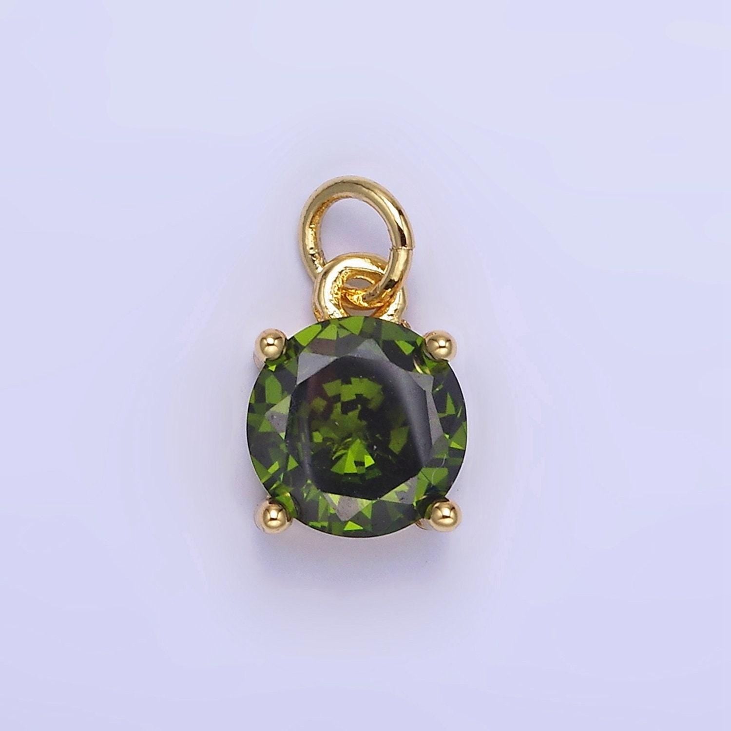 8mm colorful round cubic pendant cz dangle charms pink blue red clear tiny round pendant in 24k gold filled charm for add on charm ag813