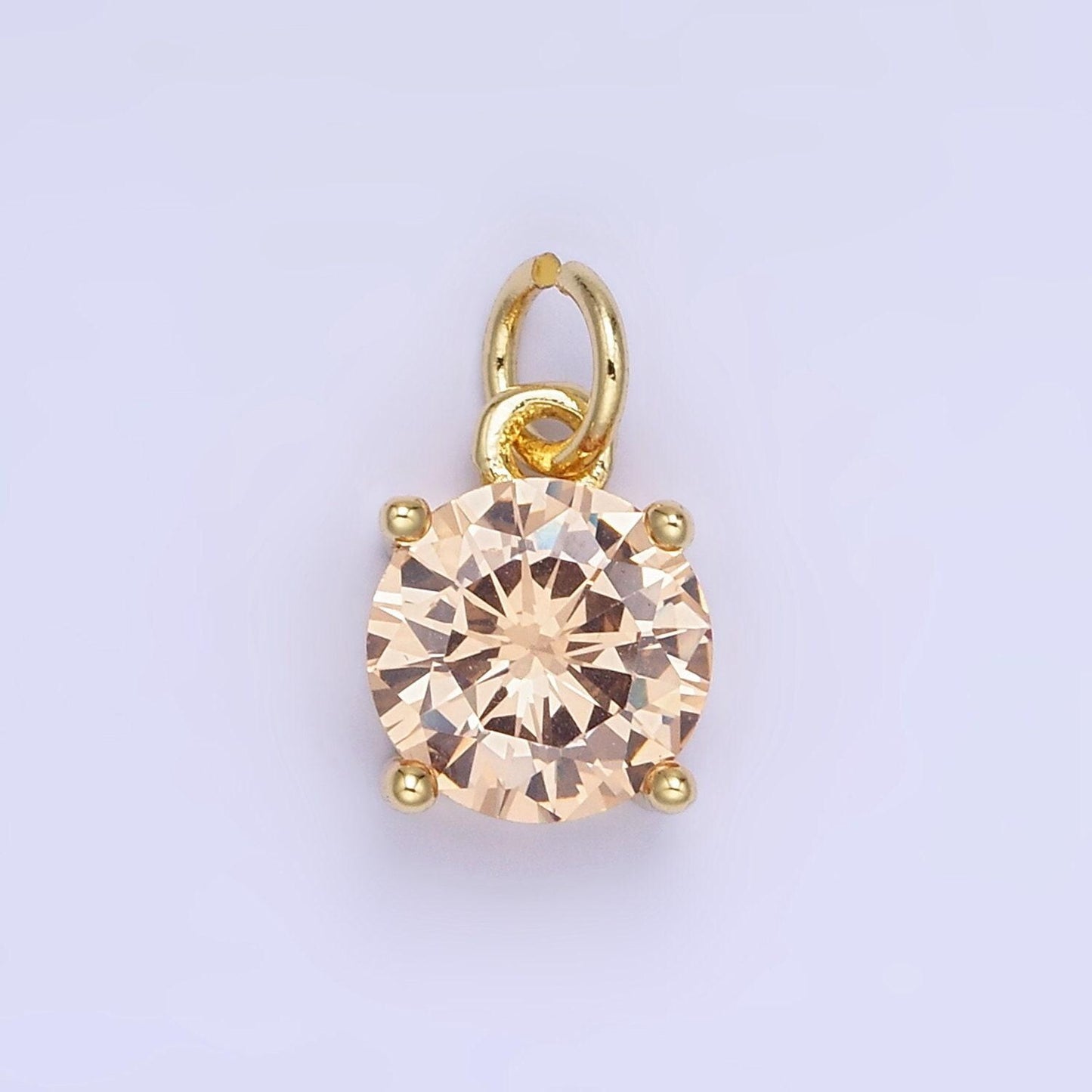 8mm colorful round cubic pendant cz dangle charms pink blue red clear tiny round pendant in 24k gold filled charm for add on charm ag813