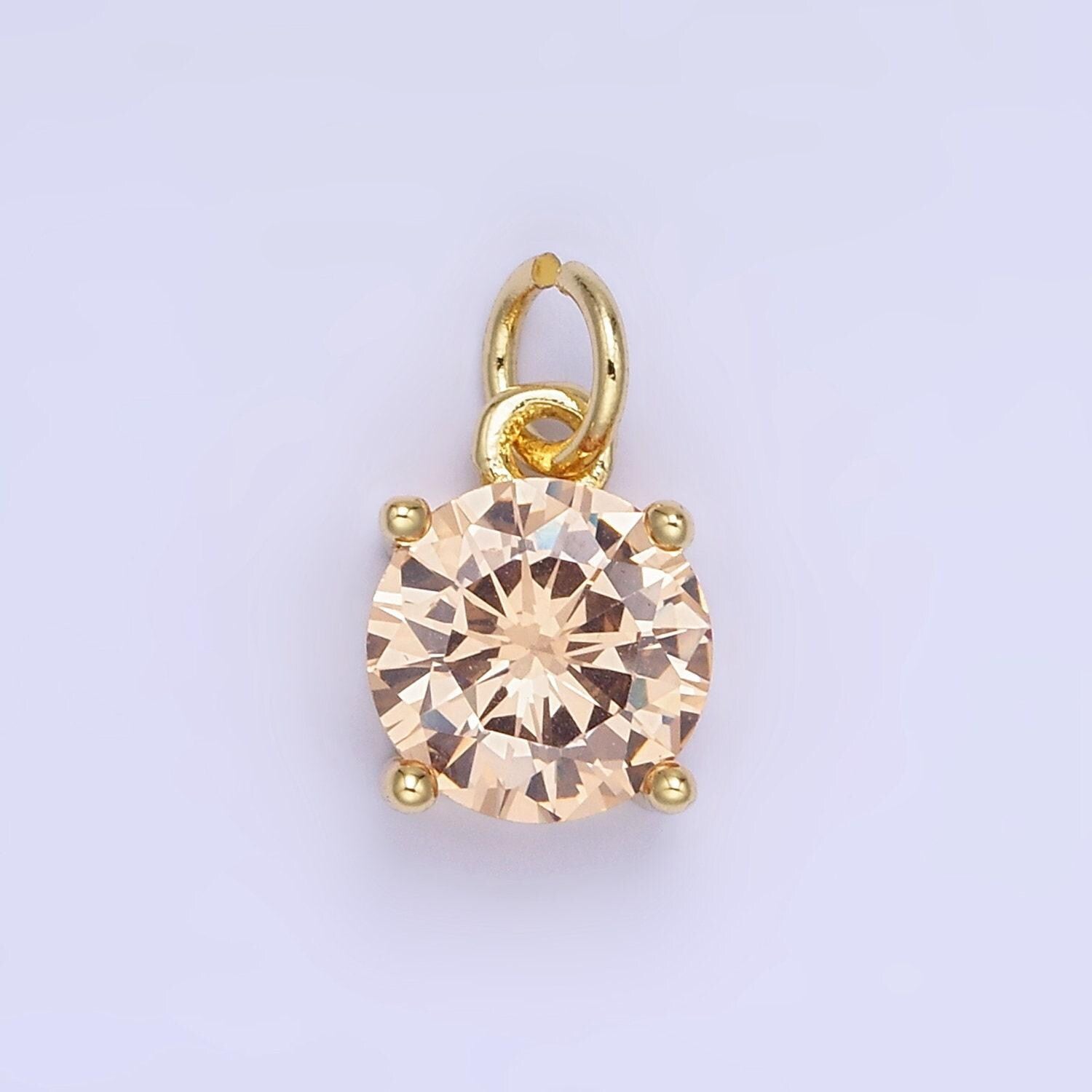 8mm colorful round cubic pendant cz dangle charms pink blue red clear tiny round pendant in 24k gold filled charm for add on charm ag813
