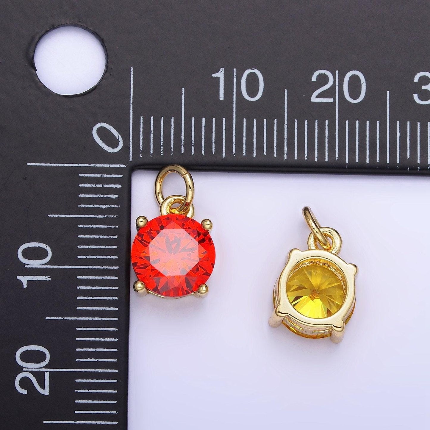 8mm colorful round cubic pendant cz dangle charms pink blue red clear tiny round pendant in 24k gold filled charm for add on charm ag813
