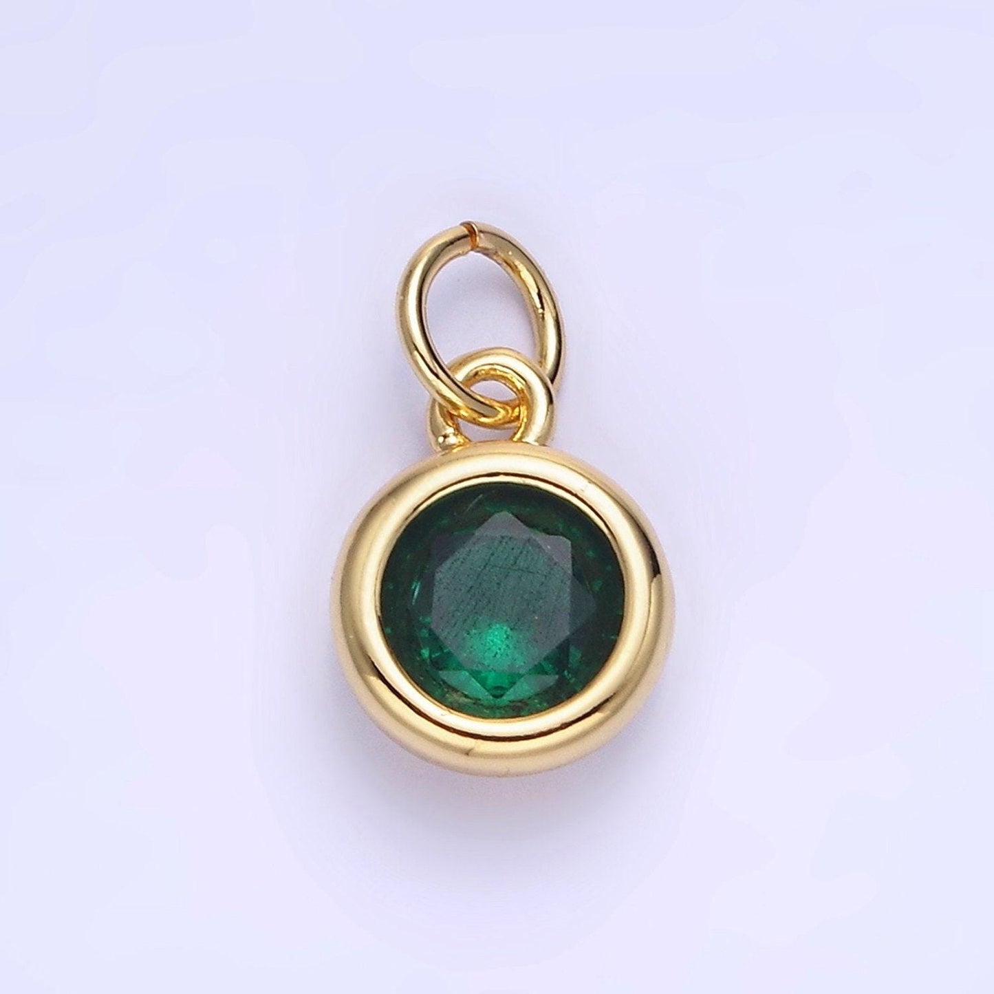 Round 26.6mm cz birthstone gold bezel charms | ag796-ag811