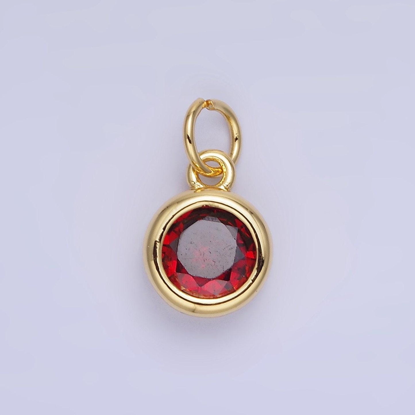 Round 26.6mm cz birthstone gold bezel charms | ag796-ag811
