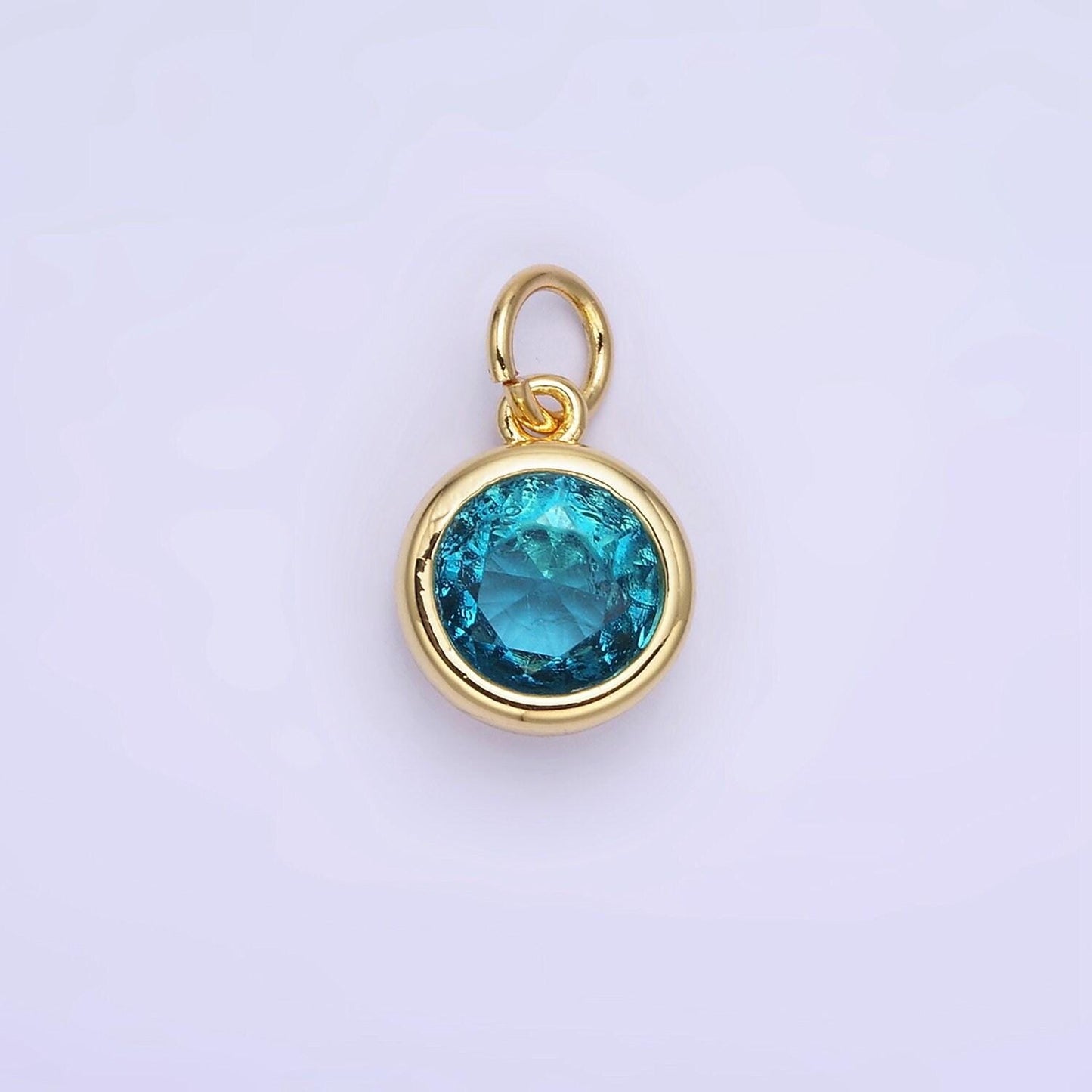 24k gold filled mini round cz clear stone pendant, add on charm mini crystal cz birthstone for necklace bracelet supply | ag780